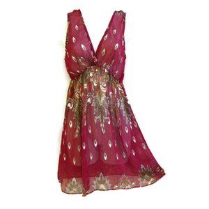 Kylie Babydoll Dress Tunic Sheer Moraccan V Sleeveless S